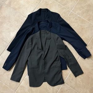 Uniqlo Men’s Navy and Gray Kando Ultralight Blazers & Seersucker Jacket Small